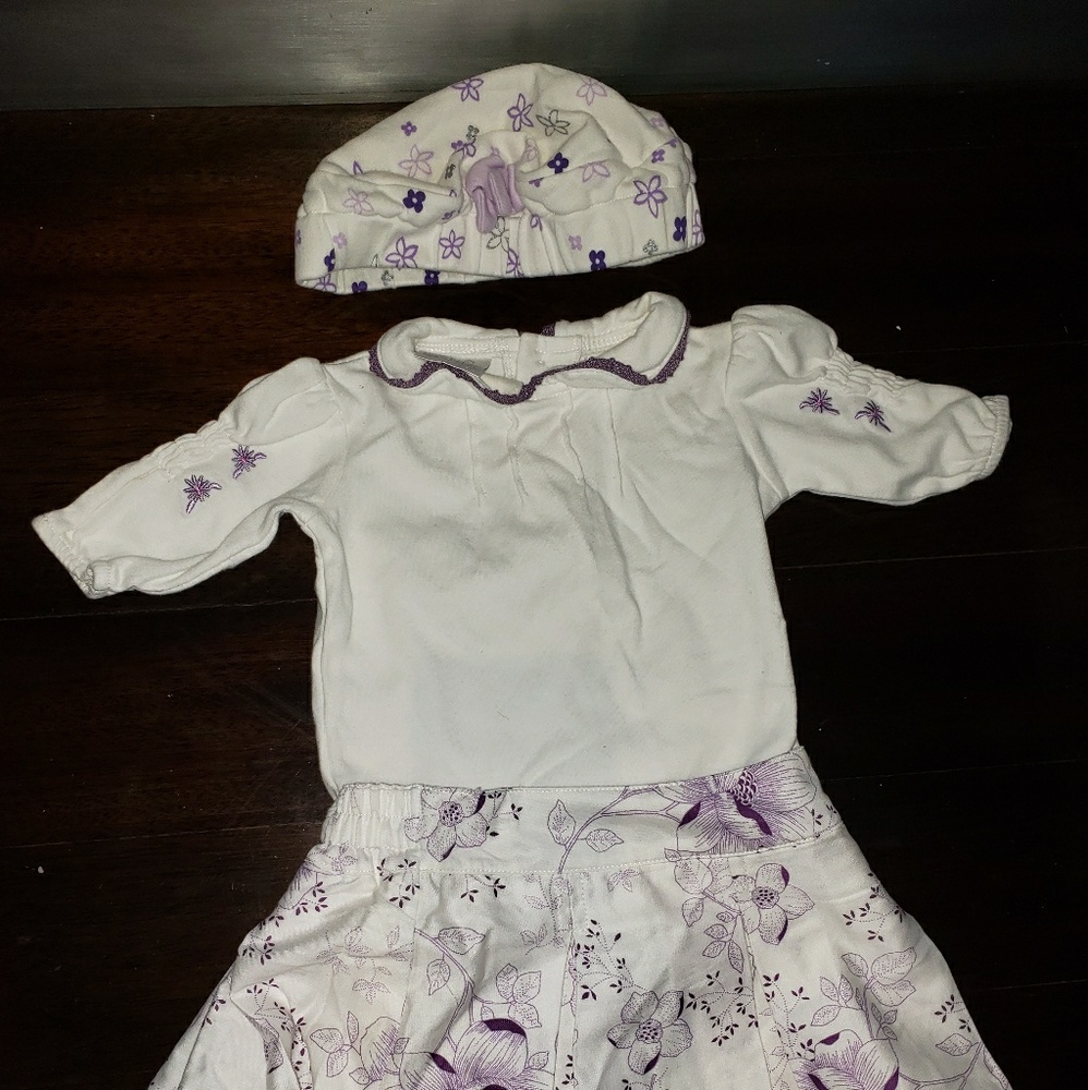 Janie and Jack baby girl skirt outfit with beret